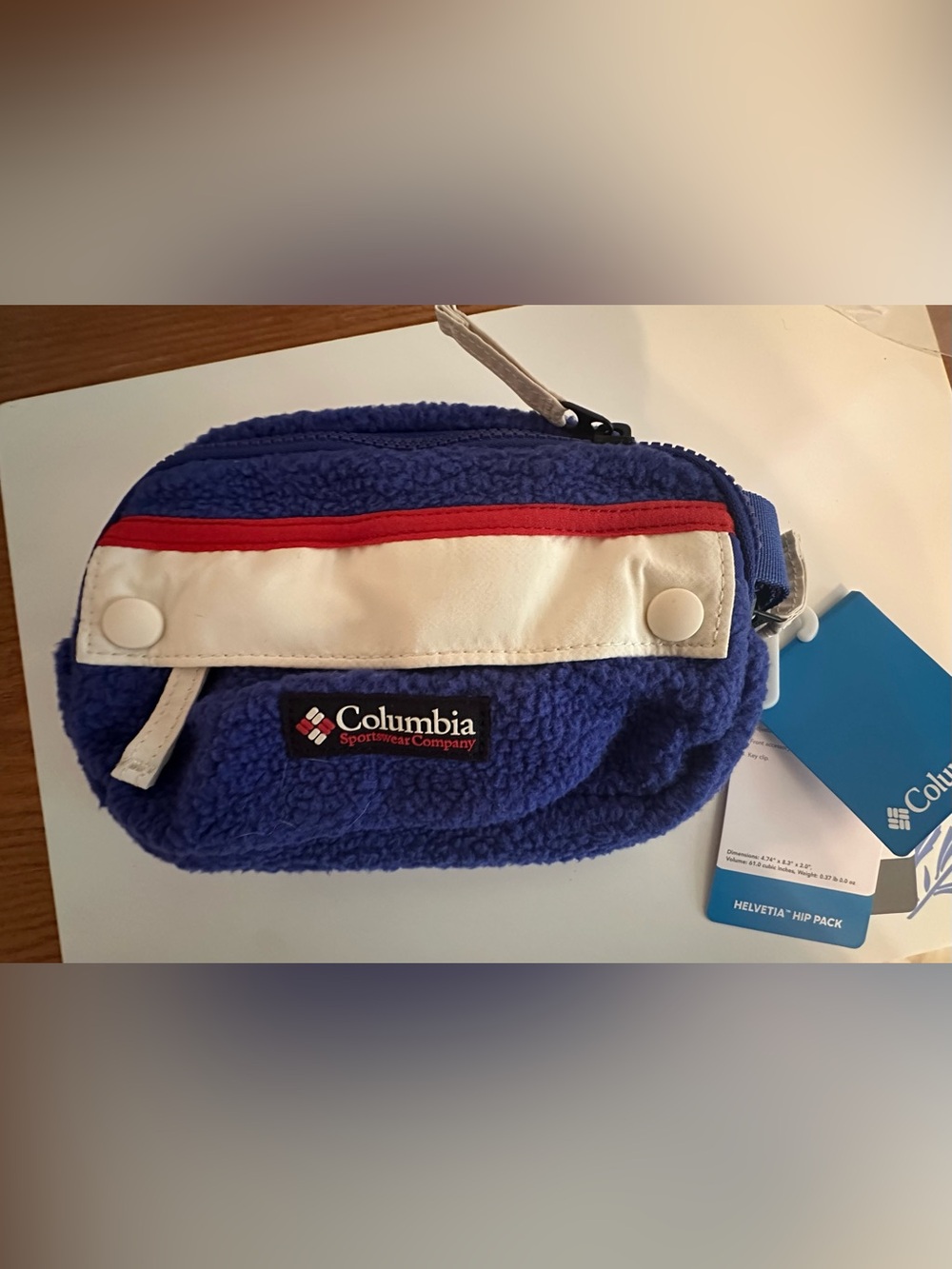 Columbia Navy Blue Fleece Hip Pack with Cream Interior